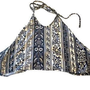 Navy blue and white halter top